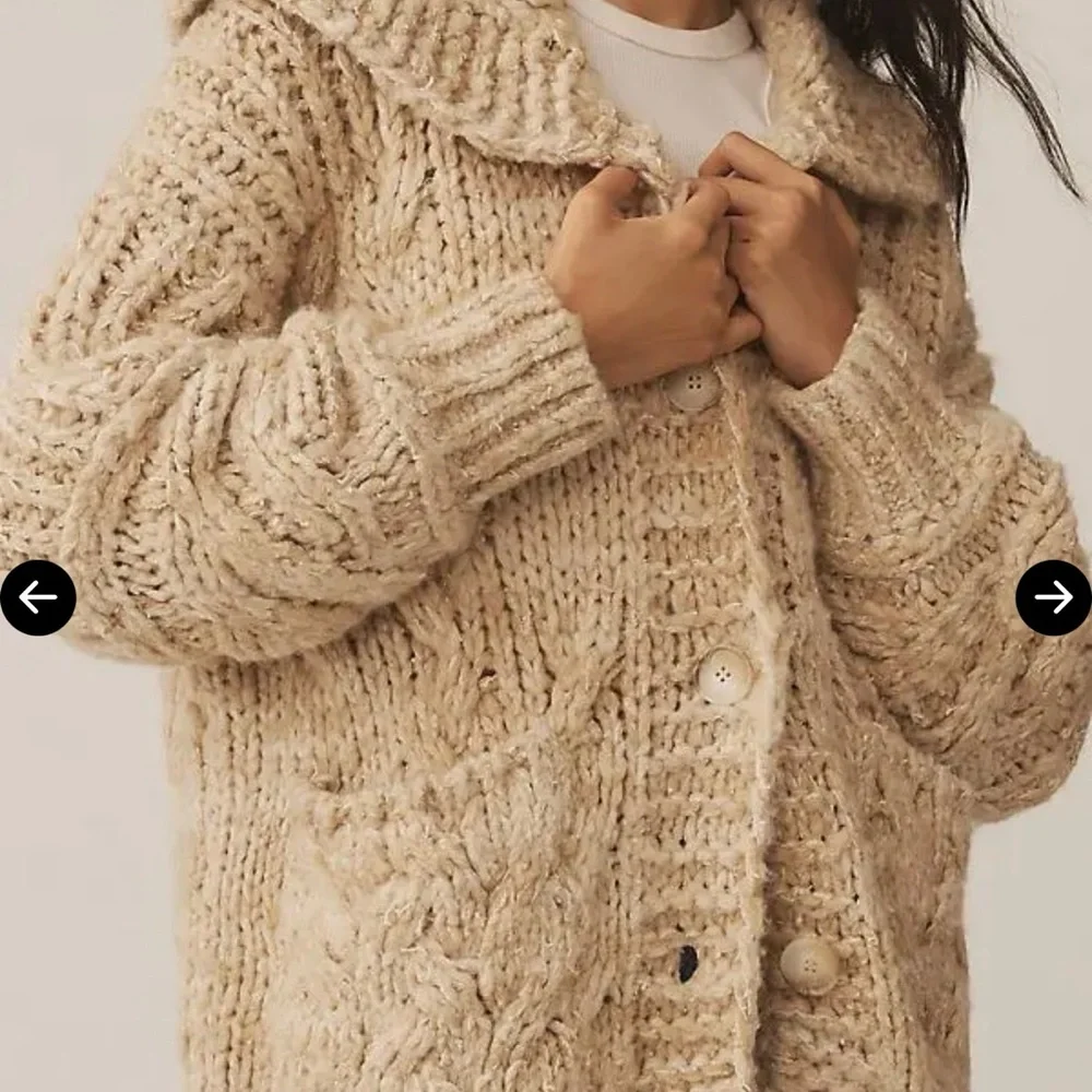 Pilcro Chunky Knit Cardigan in Cream - Picture 1 of 6